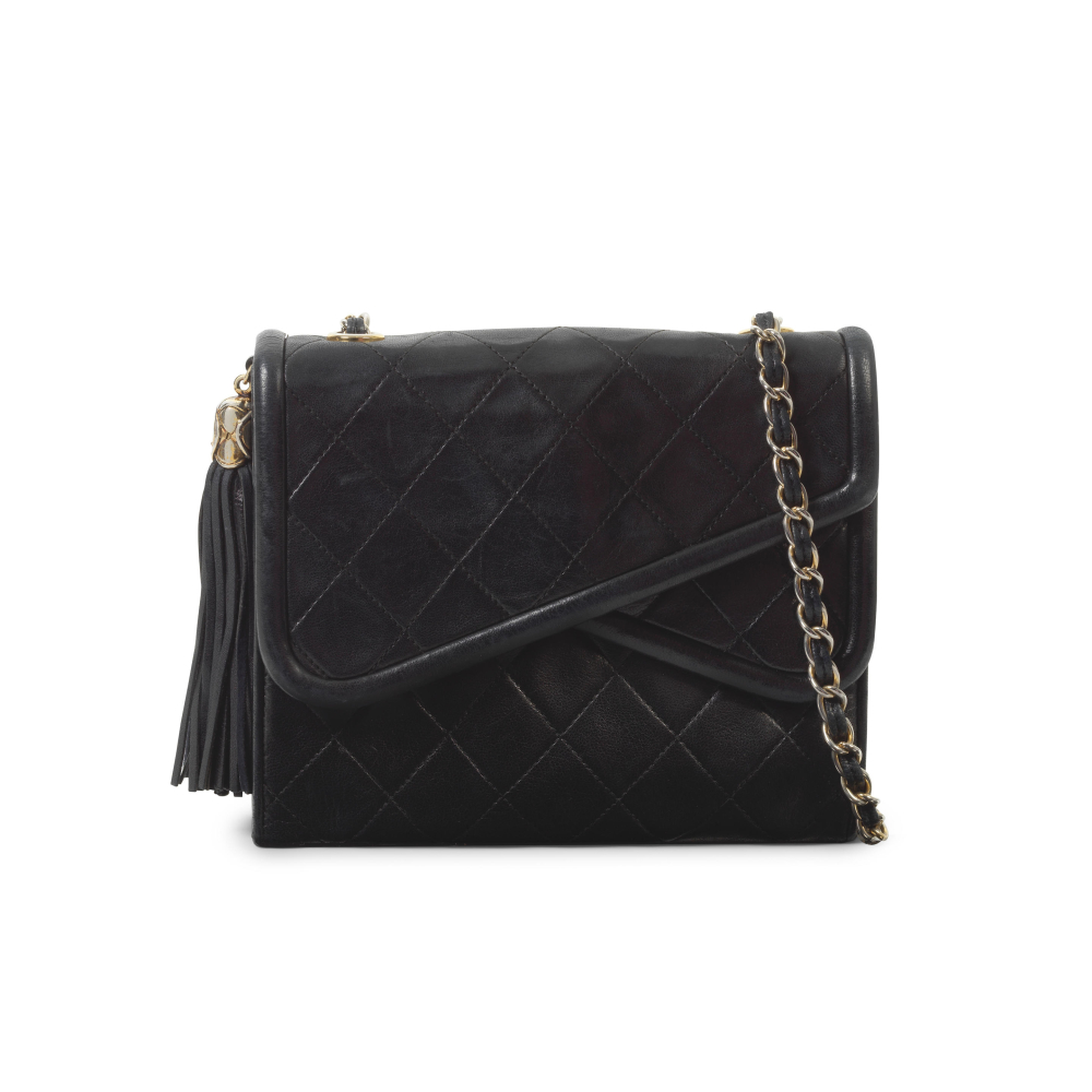 Karl Lagerfeld for Chanel: a Black Lambskin Crossover Flap Bag