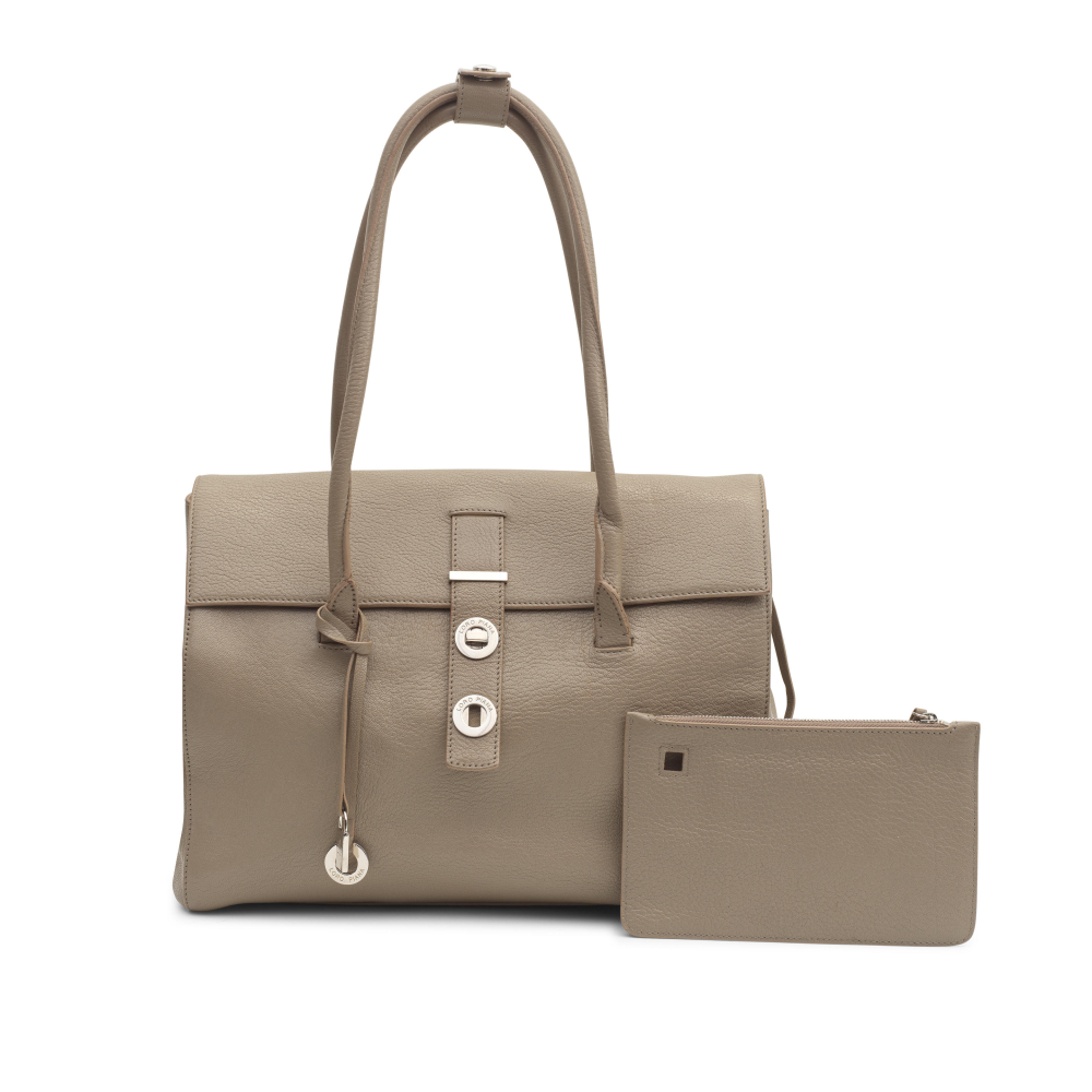 Loro Piana: Taupe Leather Shoulder Bag