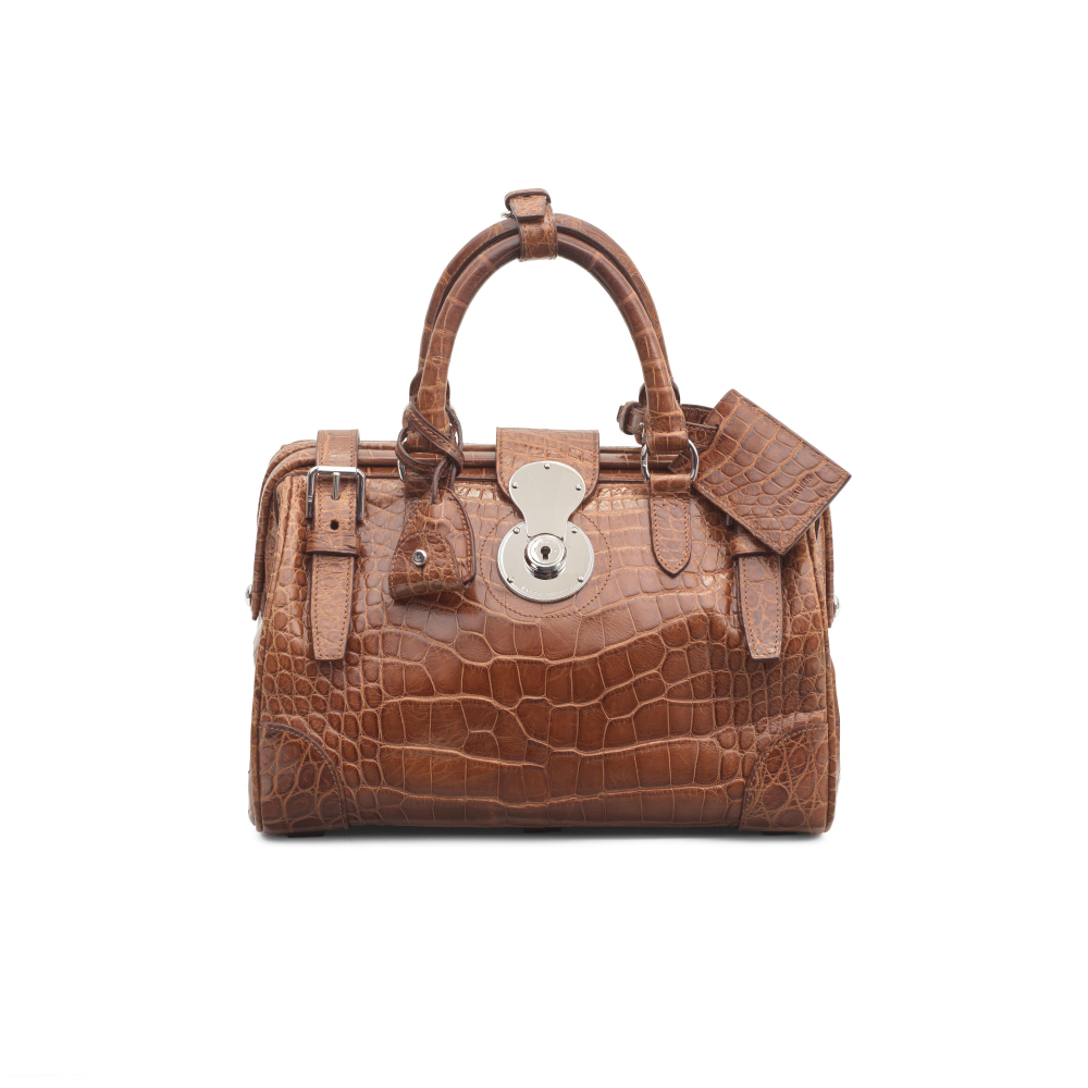 Ralph Lauren: a Shiny Brown Crocodile Ricky Doctor Bag