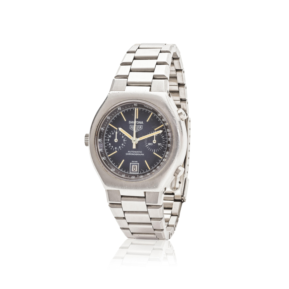 Heuer. A stainless steel automatic calendar chronograph bracelet watch