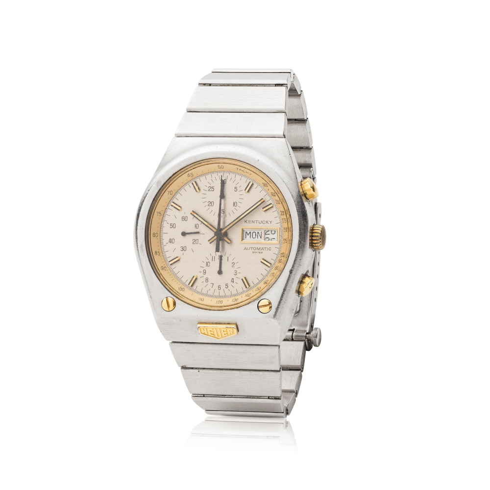 Heuer. A stainless steel automatic calendar chronograph bracelet watch