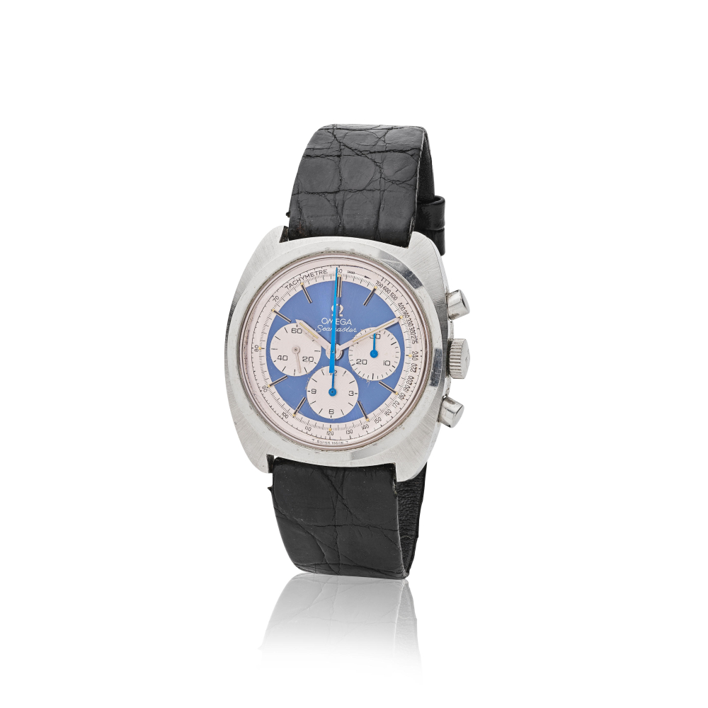 Omega. A stainless steel manual wind chronograph wristwatch