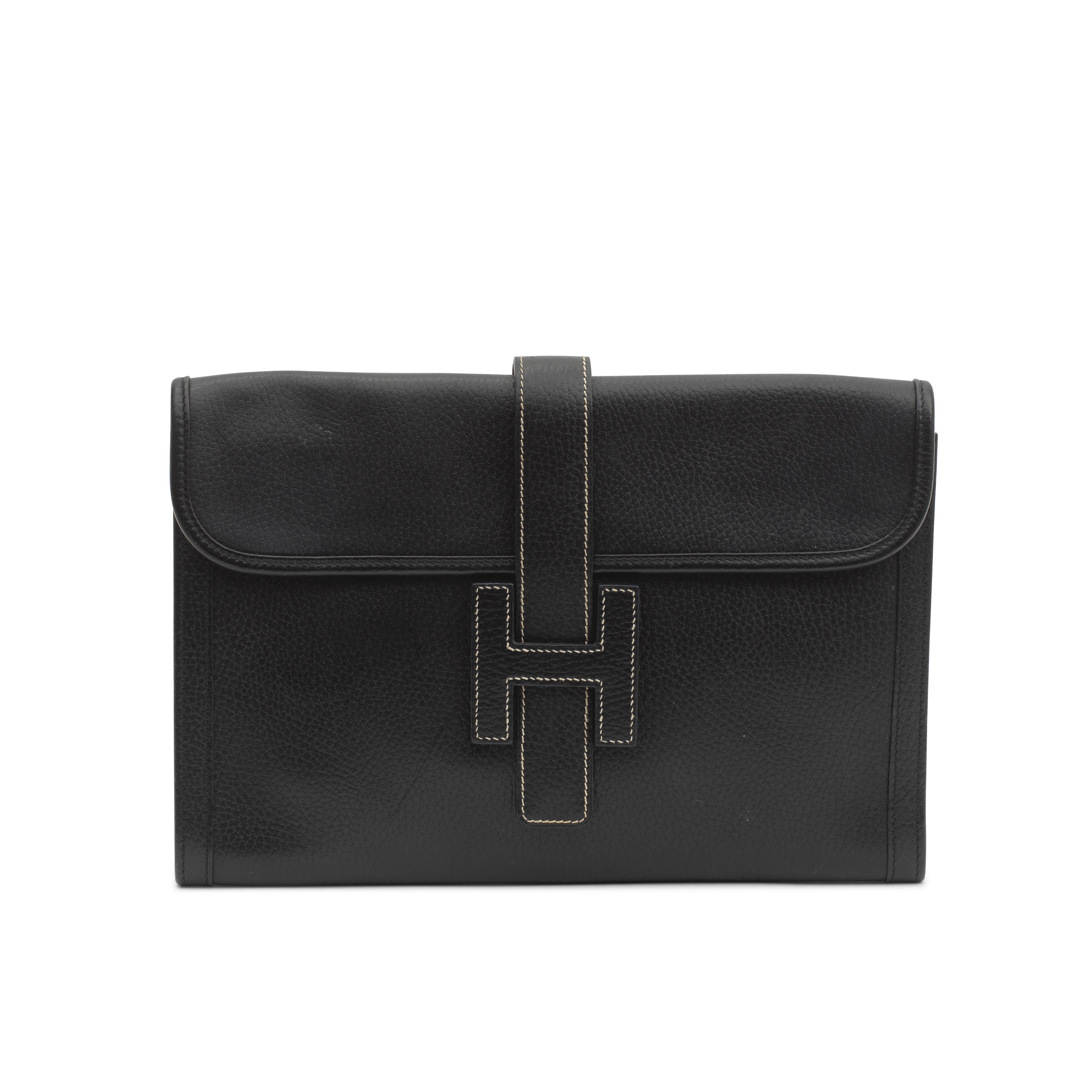 Hermès: a Black Fjord Leather Jige 29