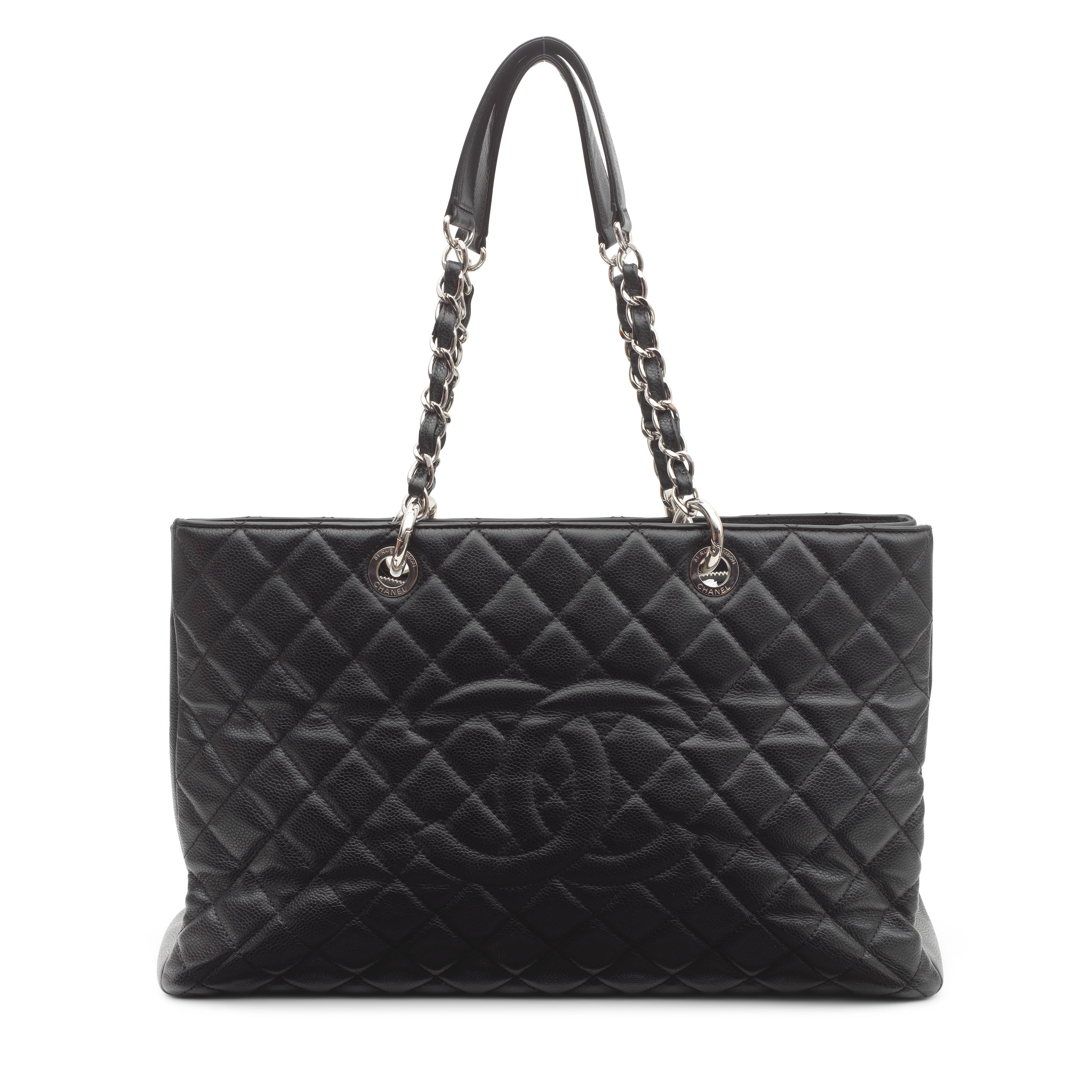 Chanel: a Black Caviar Leather Grand Shopping Tote (GST)