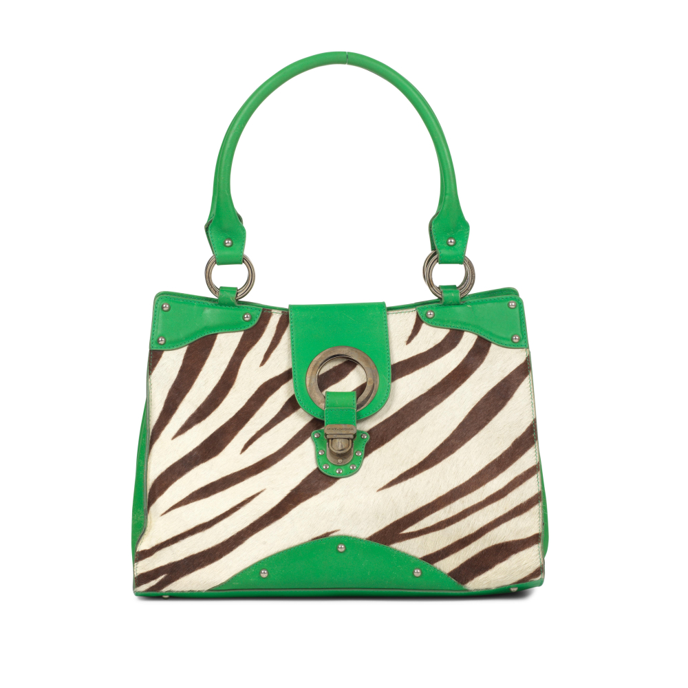 Dolce and Gabbana: a Green Zebra Pony Hair Mini Tote Bag