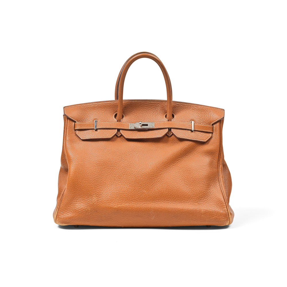 HERMES Paris Made In France. Sac Birkin en veau Togo gold.