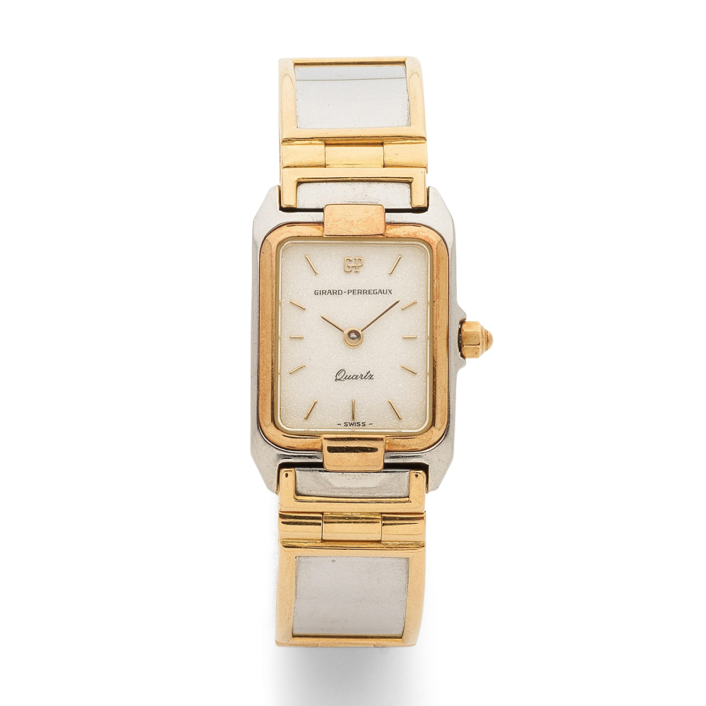 Girard-Perregaux. A lady's 18K gold and stainless steel quartz bracelet watch