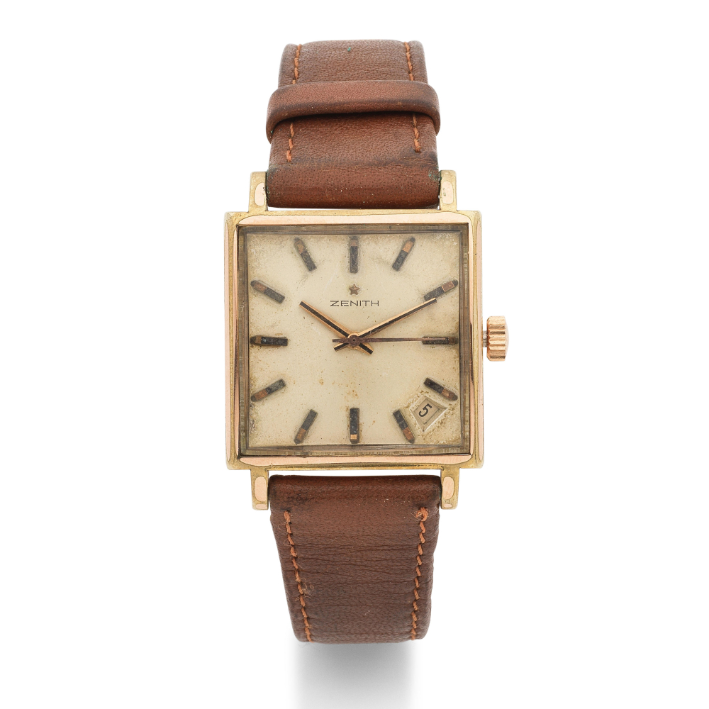 Zenith. A gold plated manual calendar wristwatch