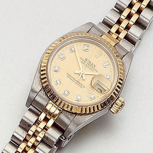 Rolex. A Lady's steel and gold bracelet watch