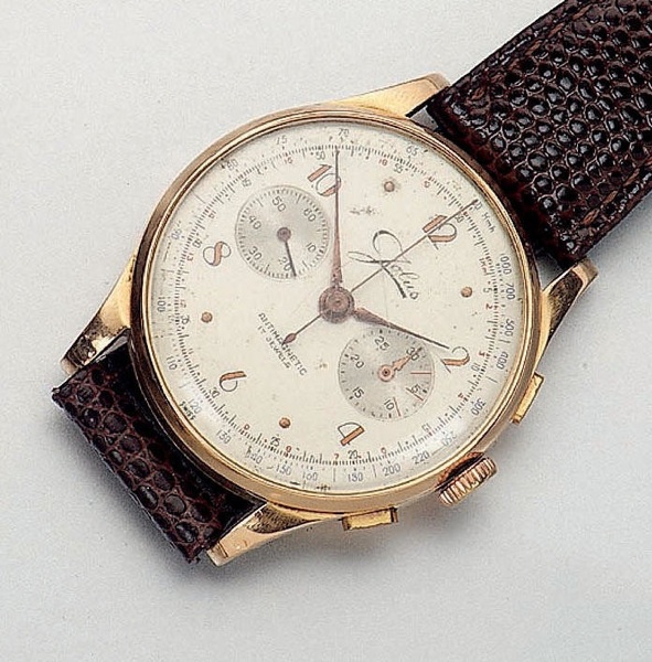 Jolus. An 18ct gold chronograph wristwatch