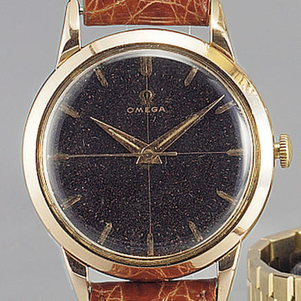 Omega. A gents 18ct rose gold centre seconds wristwatch