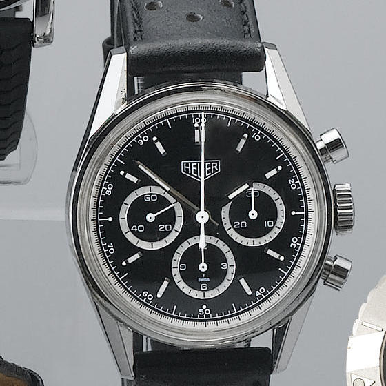 Heuer. A gents stainless steel chronograph wristwatch