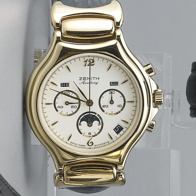 Zenith. A gents gold plated automatic lunar calendar chronograph wristwatch