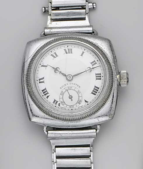 Rolex. A gents chrome cushion cased wristwatch with enamel dial