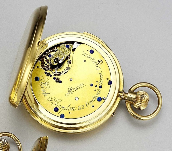 A fine 18ct gold open faced minute repeating keyless wind pocket watch