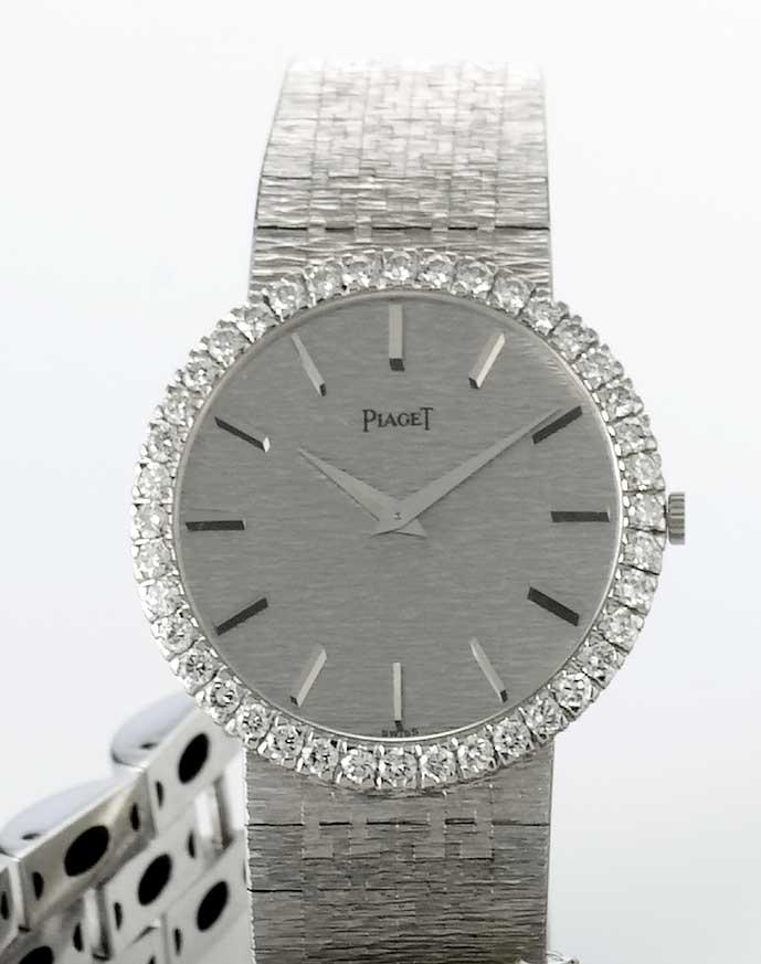 Piaget. An 18ct white gold and diamond set bracelet watch