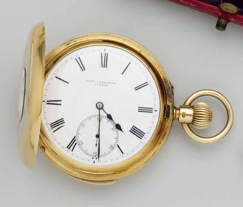 John Cashmore. An 18ct gold half hunter repeating pocket watch