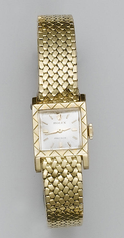 Rolex. A lady's 18ct gold bracelet watch