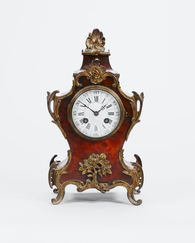 A late 19th century French tortoiseshell mantel clock