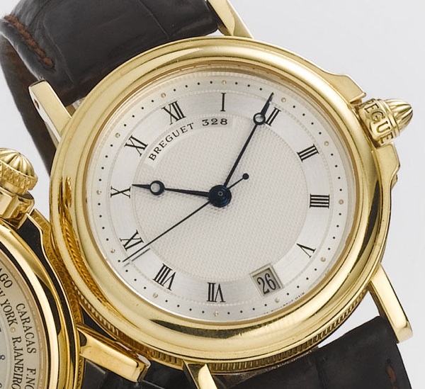 Breguet. A fine 18ct gold automatic centre seconds calendar watch with box and papers