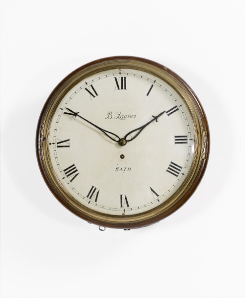 A mahogany cased dial clock manufactured by Thwaites and Reed circa 1819