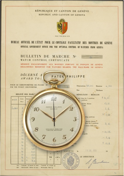 Patek Philippe. A unique and historically important 18ct gold open face centre seconds pocket watch especially made for Capt. H.H.Shufeldt USN (Ret.) and used by John Larsen Chief Navigator, as the master time piece in the worlds first polar orbital fligh
