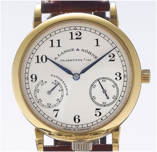 A.Lange & Sohne. A fine 18ct gold wristwatch with power reserve and factory box and papers