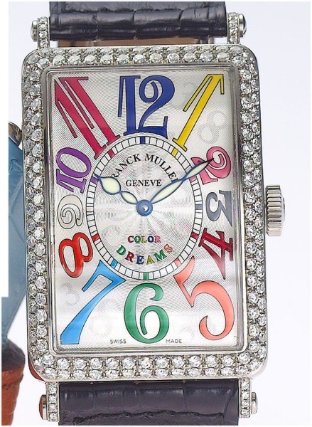 Franck Muller. A fine stainless steel and diamond set rectangular wristwatch