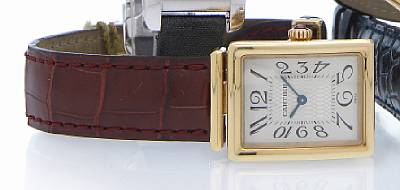 Cartier. An 18k rose gold limited edition rectangular quartz wristwatch with concealed clasp