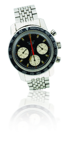 Heuer. A stainless steel chronograph wristwatch
