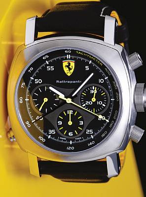Ferrari by Officine Panerai. A fine large cushion shaped stainless steel automatic wristwatch with split second chronograph