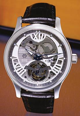 Chopard. A very rare and fine stainless steel wristwatch with tourbillon and 9 days power reserve