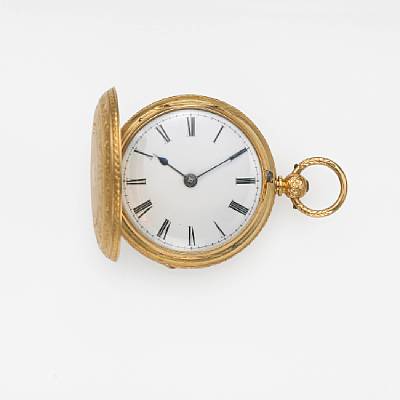Reid & Sons, Newcastle Upon Tyne, England. A fine and decorative 18k gold key-wind hunting cased fob watch