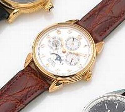 Movado. An 18k rose gold limited edition self-winding perpetual calendar wristwatch with leap year indicator