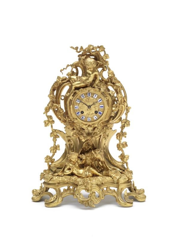 A mid to late 19th century French figural ormolu mantel clock
