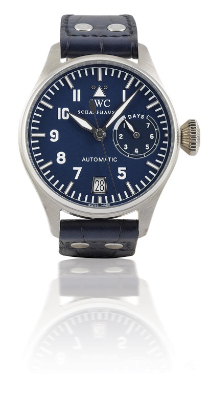 IWC. A very fine and rare Platinum PT 950 limited edition automatic limited edition military style wristwatch with power reserve