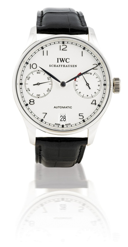 IWC. A rare and fine Platinum PT 950 automatic wristwatch with calendar and 7 days power reserve