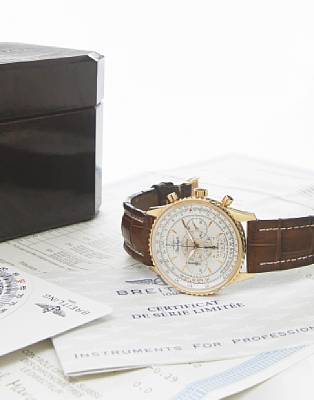 Breitling. An 18k gold limited edition self-winding chronograph wristwatch