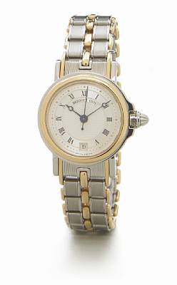 Breguet. A ladies stainless steel and gold self-winding calendar bracelet watch