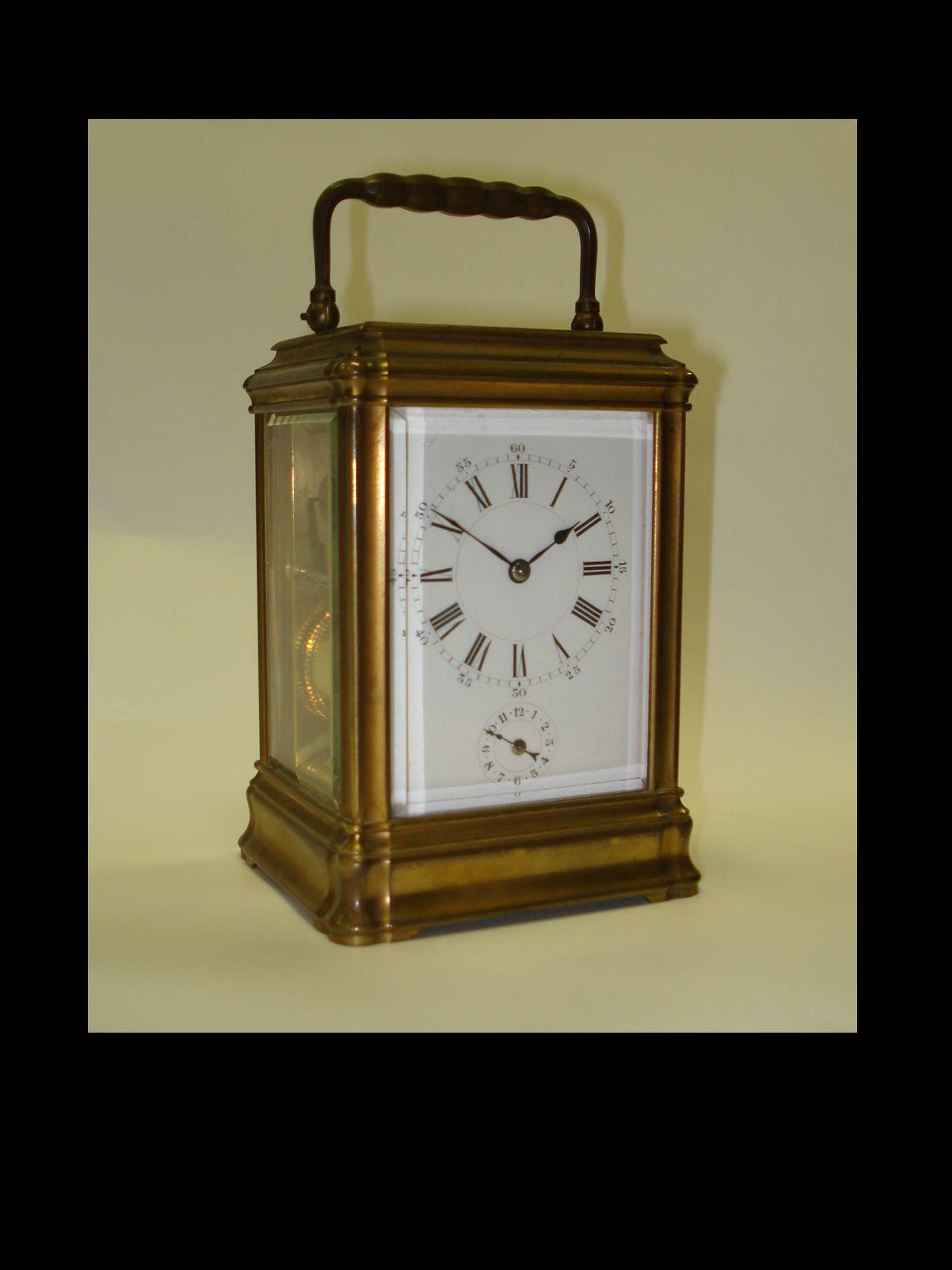 A late 19th century French carriage clock with alarm