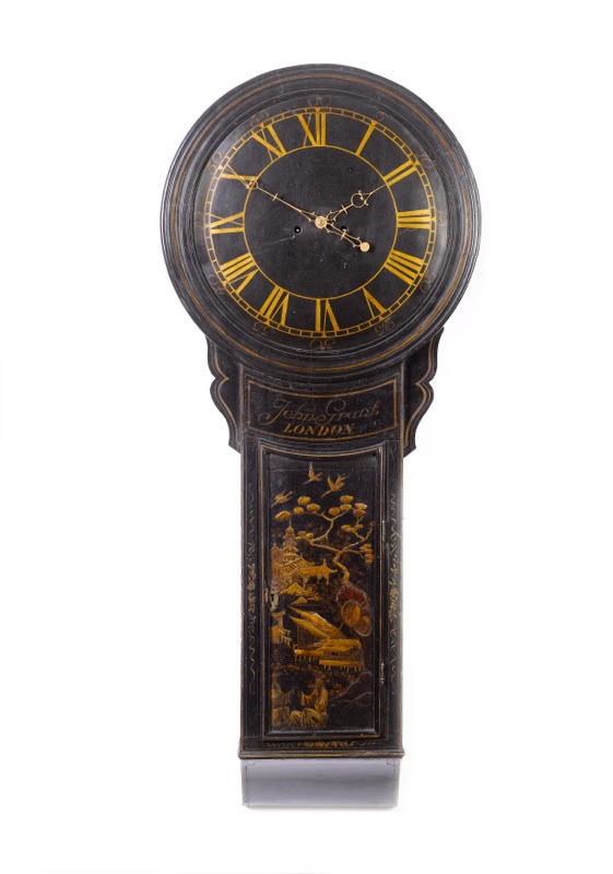 A late 18th century and later lacquered tavern clock