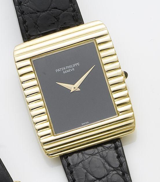 Patek Philippe. A fine 18ct gold rectangular wristwatch