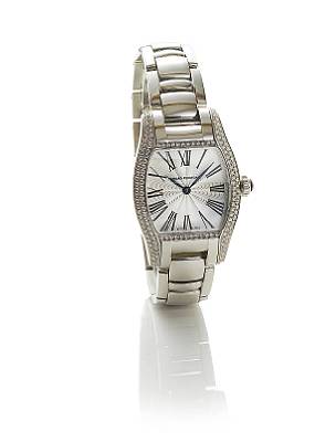 Girard-Perregaux. A fine lady's stainless steel diamond set bracelet watch