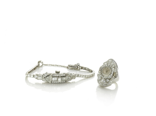 Patek Philippe. A fine 14k white gold diamond set conversion ring watch retailed by Gubelin