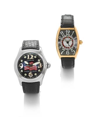 Corum. A fine stainless steel centre seconds calendar wristwatch together with fitted box and papers