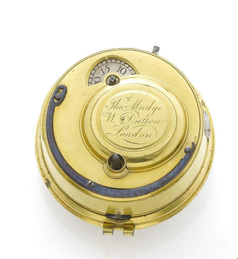 Thomas Mudge & William Dutton. A late 18th century 1/4 repeating cylinder pocket watch movement