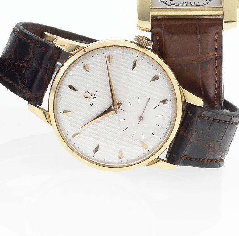 Omega. A fine 18ct rose gold over sized wristwatch