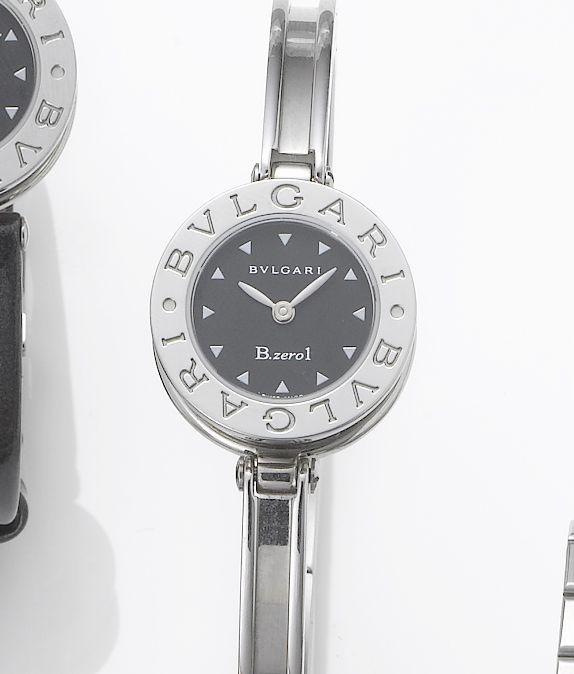 Bulgari. A lady's stainless steel bracelet watch together with fitted box and papers
