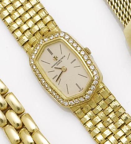 Vacheron & Constantin. A fine and rare lady's 18ct gold diamond set weave link bracelet watch