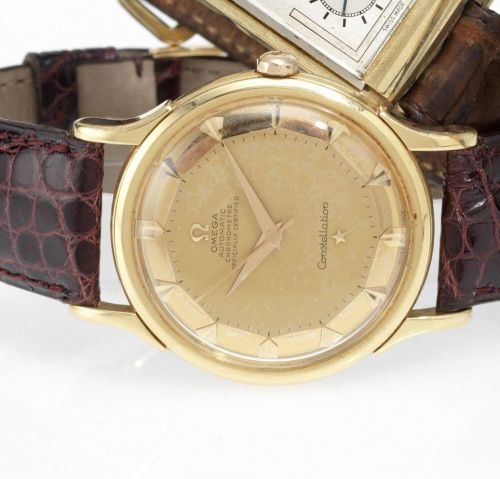 Omega. An 18ct gold automatic centre seconds wristwatch